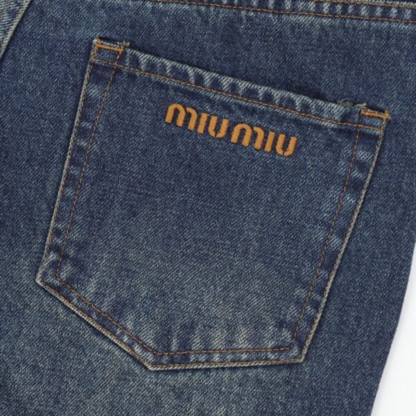 Miu Miu 24Fw Back Pocket Embroidered Logo Jeans - Image 6