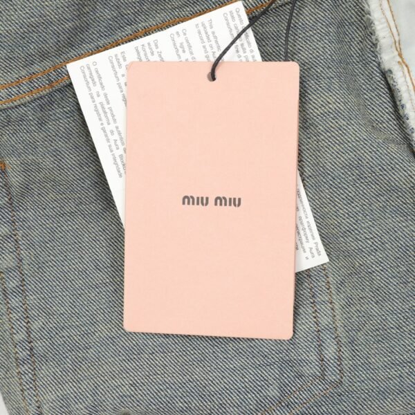 Miu Miu 24Fw Back Pocket Embroidered Logo Jeans - Image 3