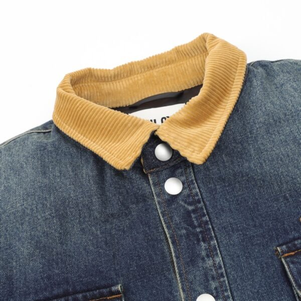 Miu Miu 24Fw Corduroy Collar Down Denim Jacket - Image 4
