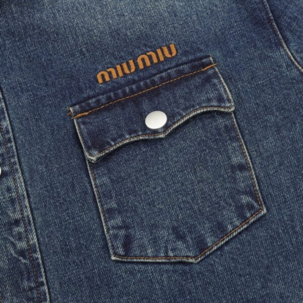 Miu Miu 24Fw Corduroy Collar Down Denim Jacket - Image 8