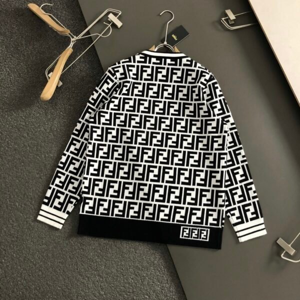 FENDI loose fit version version S-Xl The latest top counter models double F full jacquard round neck wool sweater - Image 8