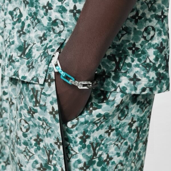 LV Louis Vuitton White and Blue Monogram Chain Bracelet with Complete Package - Image 9
