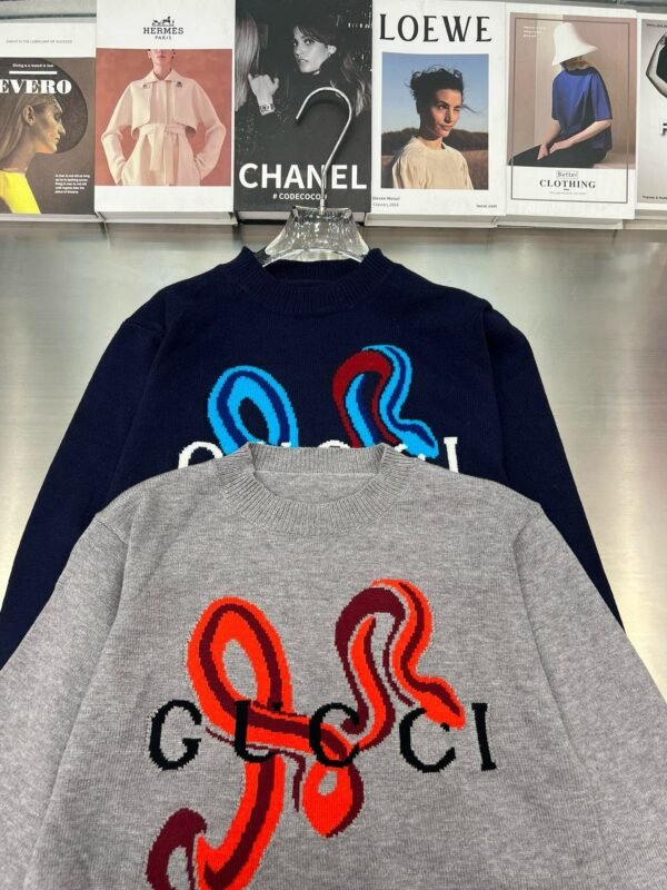 Gucci Zodiac Snake Monogram Jacquard Crew Neck Long Sleeve Knit Sweater - Image 2