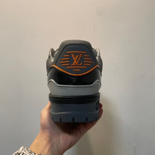 LV LOUIS VUITTON Trainer Maxi with Beading Low Top Board Shoes Gray Orange - Image 6