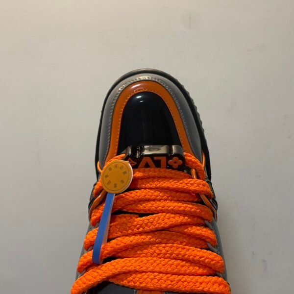 LV LOUIS VUITTON Trainer Maxi with Beading Low Top Board Shoes Gray Orange - Image 2
