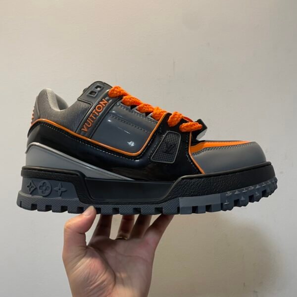 LV LOUIS VUITTON Trainer Maxi with Beading Low Top Board Shoes Gray Orange