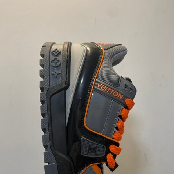 LV LOUIS VUITTON Trainer Maxi with Beading Low Top Board Shoes Gray Orange - Image 7